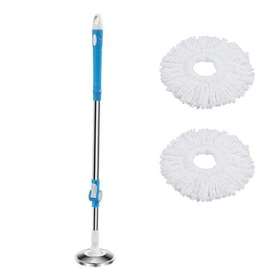 360° Rotating Spin Mop Handle Replacement Adjustable Pole with 2 Microfiber Head
