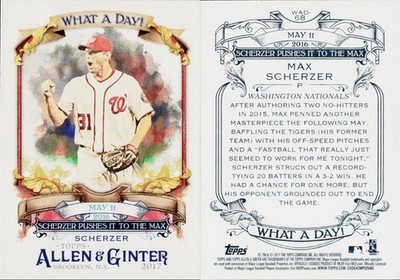 2017 Topps Allen & Ginter - What a Day #WAD-68 Max Scherzer