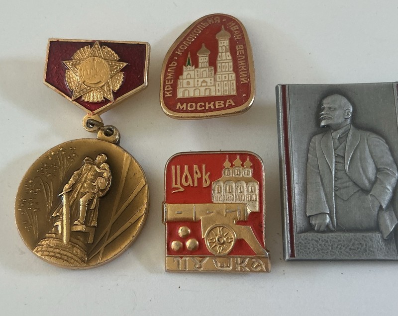 FOUR RUSSIAN  PIN BACKS