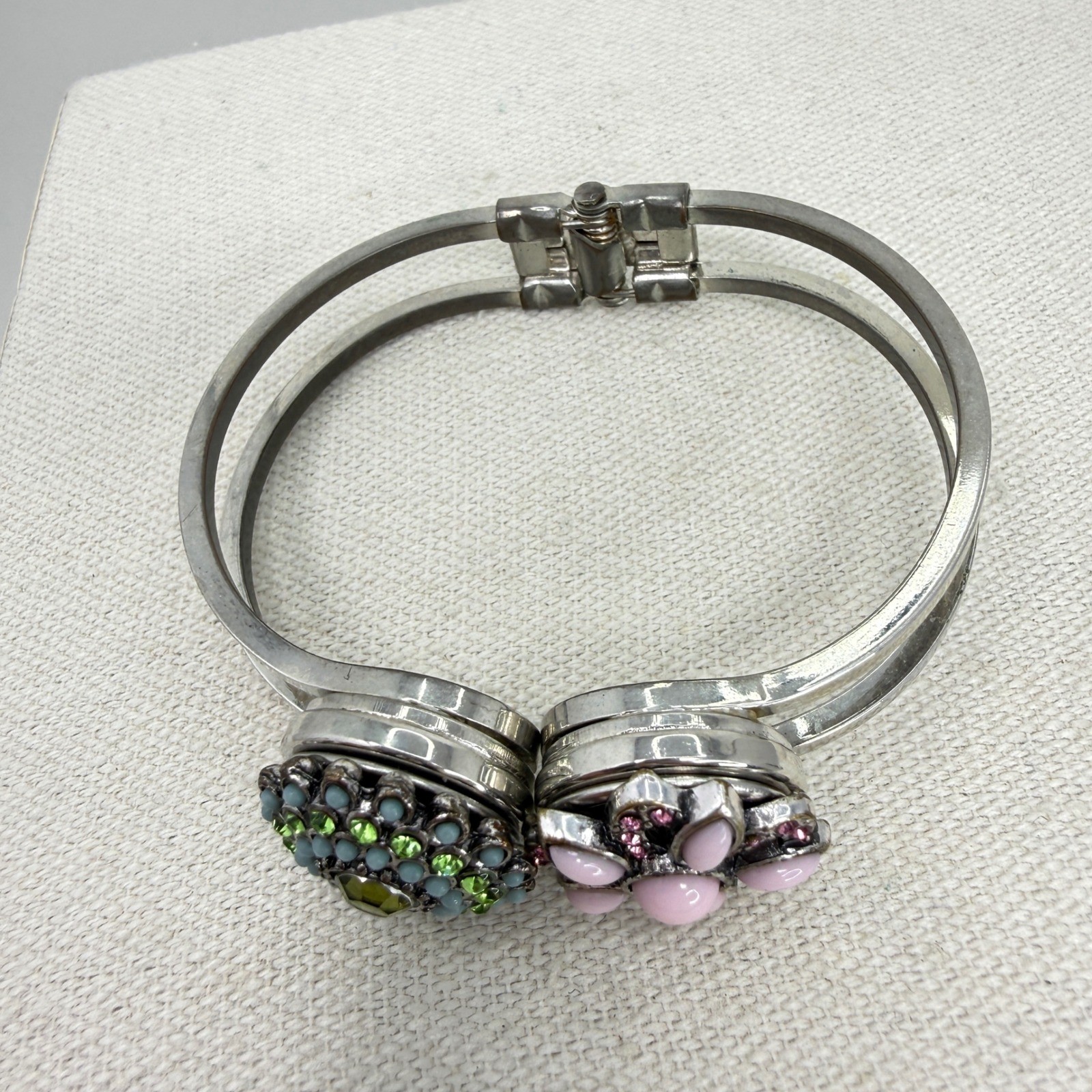 Interchangeable Snap Button Hinge Bracelet Silver… - image 3