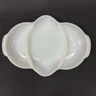 Fire King Oven Ware 11" White Milk Glass Divided Relish/Serving Dish, Vintage