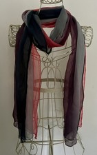 Patra Pure Silk Scarf Made in Italy Ombre Red Blue Grey Long Scarf 21? x 75?