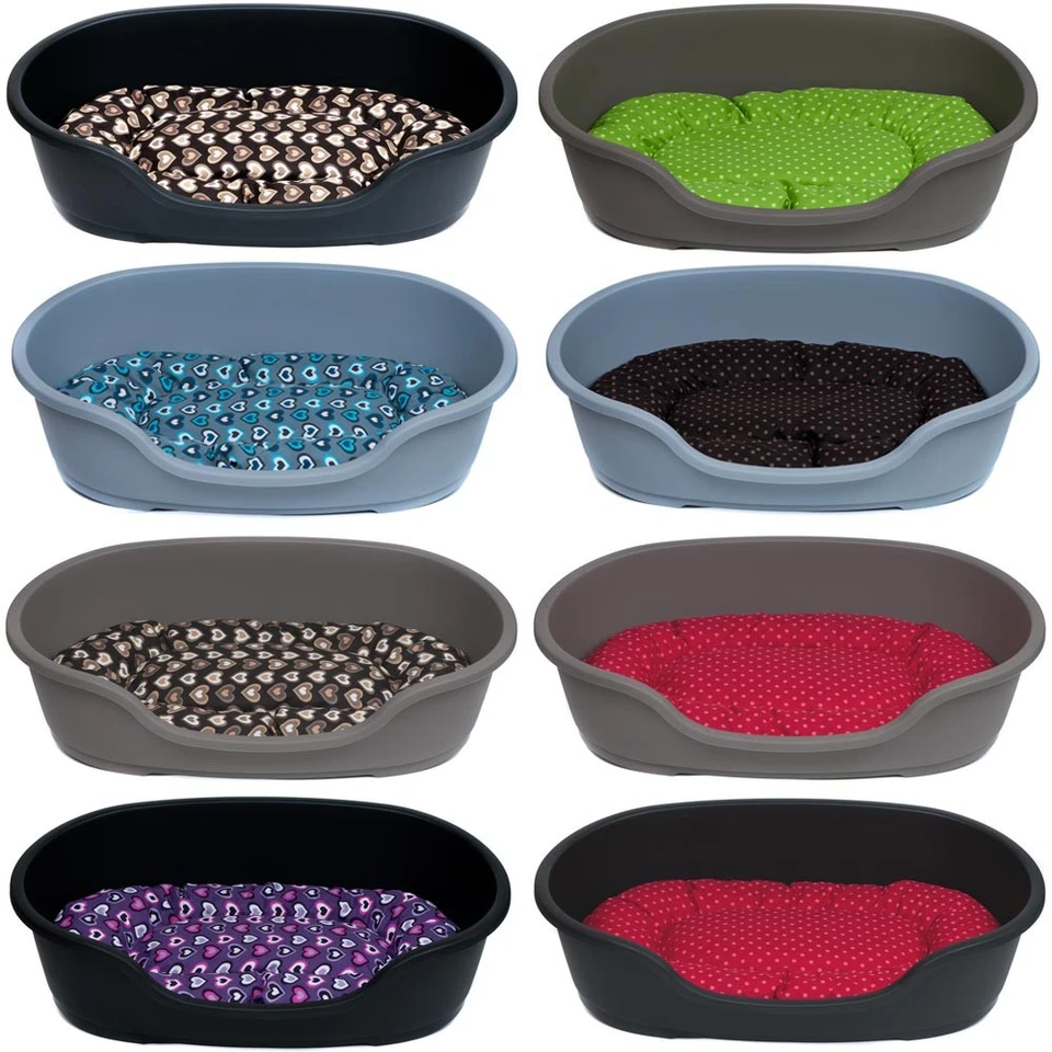 KARLIE Hundebett Hundekorb Hunde Bett Korb Kunststoff 48 cm - 125 cm + Kissen nach Wahl