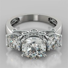 3Ct Round Cut Lab-Created Diamond Wedding Engagement Ring 14K White Gold Plated