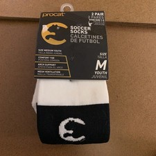 ProCat by Puma Youth Medium Shoe Size 1-3 Black White Soccer Socks 2 Pair NWT