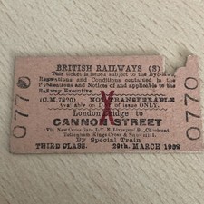 Railway.   TICKET,   (.  London. Bridge.  To. Cannon. Street.   )
