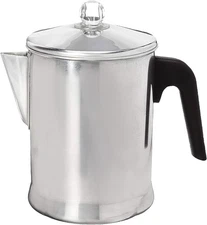 Heavy Duty Stove Top Percolator Coffee Pot Maker Aluminum Steel 9-Cup. 3-Day