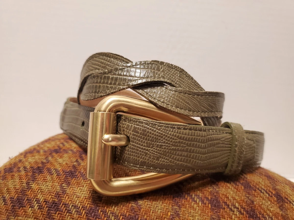Carlisle Green Suede and Gold Women\'s Belt Buy Olive Green Suede Leather Belt With Gold Buckle  main image 3