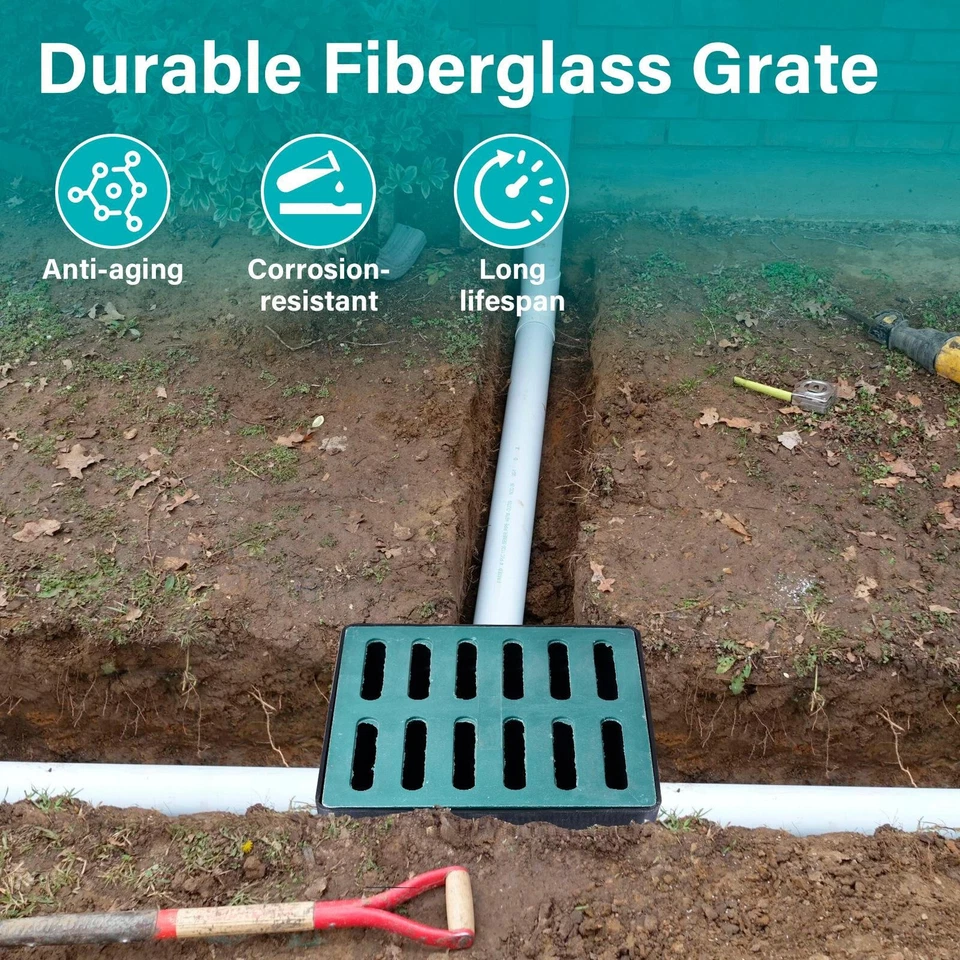 17x17in Catch Basin For Drainage With Fiber Glass Grate Debris Basket Drainage - Image 4 of 4