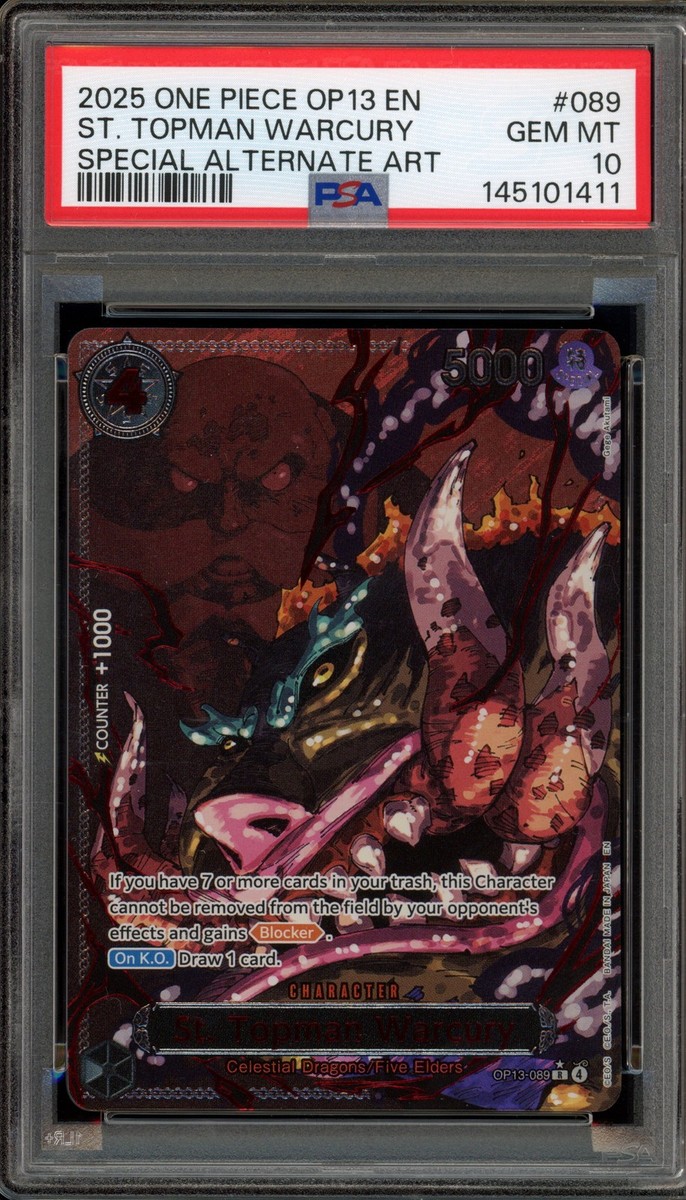 トップマン・ウォーキュリー聖 R-P PSA10 PSA 10 Saint Topman Warcury Alt Art OP13-089 2025 ONE PIECE Card