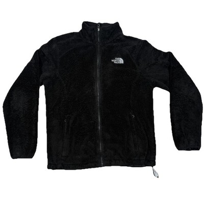 North Face Fleece Womens Size M Black Soft Fluffy Full Zip Jacket Hiking Retro