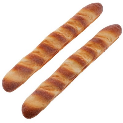 2 PCS Artificial Long Bread Prop PU Fake Baguette Simulation 18.5 Inch