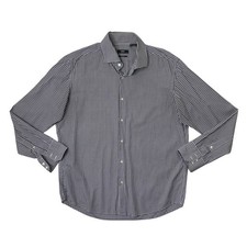 Hugo Boss Shirt Mens 17 Navy White Regular Fit Gingham Long Sleeve Button Up