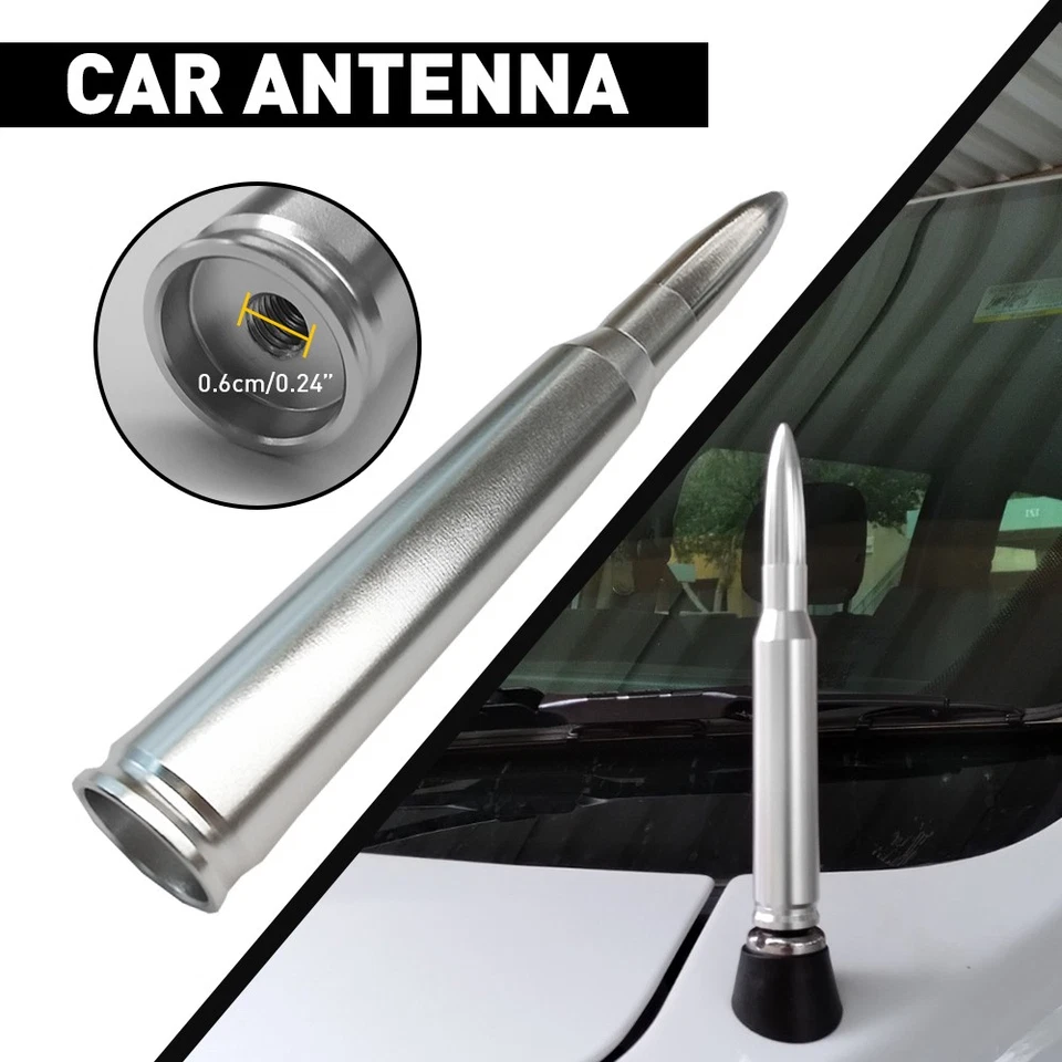 1X ANTENA BALA PLATEADA 50CAL para CHEVROLET SILVERADO 1500/2500/3500/GMC SIERRA Foto 2 de 4