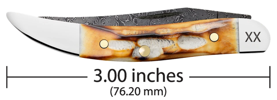 Cuchillo Case xx Texas palillo de dientes hueso natural quemado 27236 cuchillos de bolsillo Damasco Foto 3 de 3