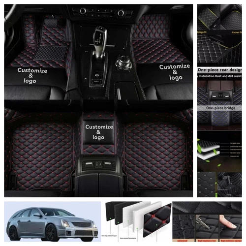 For Cadillac CTS Wagon 2010-2014 Car Floor Mats PU Leather Waterproof Carpets - Imagen 28 de 44