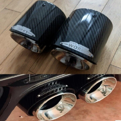 F54 MINI Cooper S JCW John Cooper Works gerollte Auspuffblenden Kohlefaser chrom