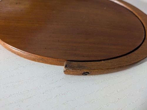 Specchio ovale girevole da toeletta fatto a mano in legno del 900- 32 X 15 cm - Foto 12 di 24