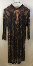 Free People New Romantics S/P Black Print Boho Long Sleeve Jersey Dress