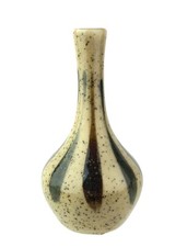 OMC Japan Stoneware Pottery Striped Teardrop Bud Vase 5"