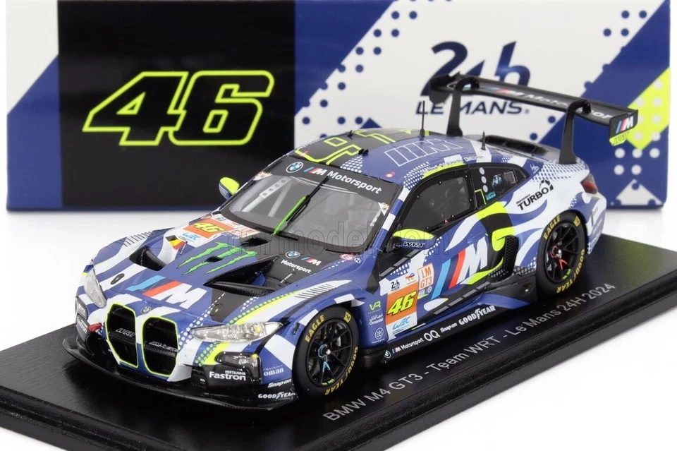 Modelo De Coche 1:43 Spark Valentino Rossi VR/46 BMW M4 GT3 WRT 24H Le Mans 2024 - Imagen 2 de 4