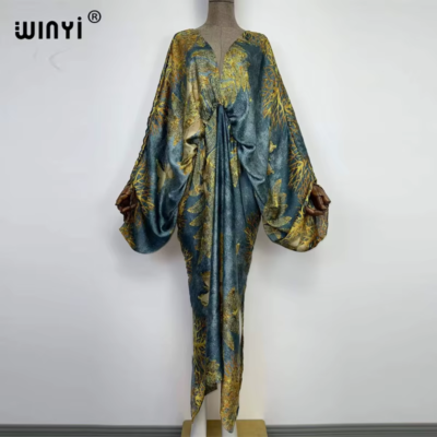 sexy flowy maxi dress Beach Green Dress Boho Dress Fashion Print Maxi Dress Robe GREENDRESS