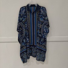 Lands End Womens Paisley Button Down Collared Swim Cover Up Size Small 90 4B151