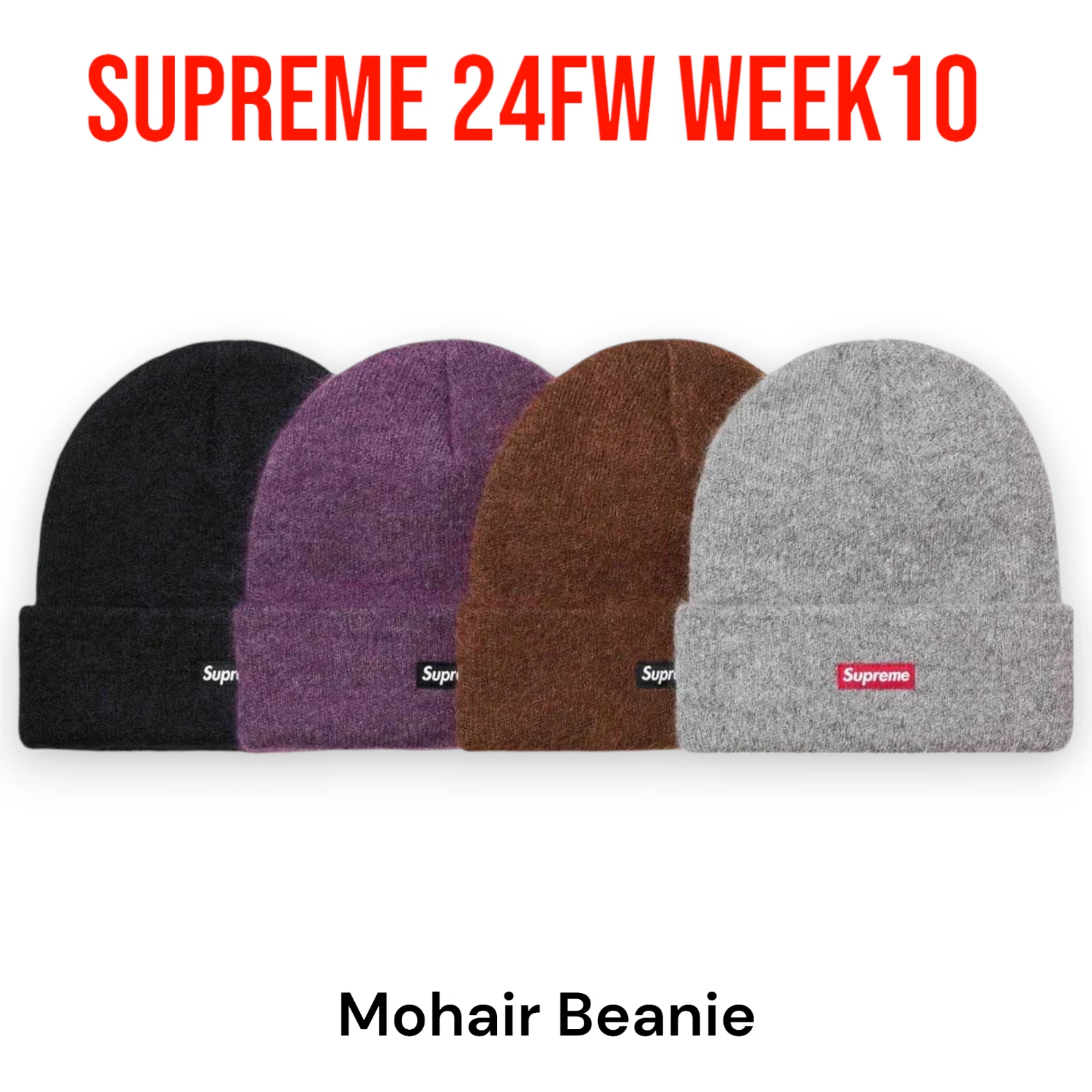 Supreme 24FW Semaine 10 Mohair Beanie Mohair Unisexe JAPON Produits Neufs