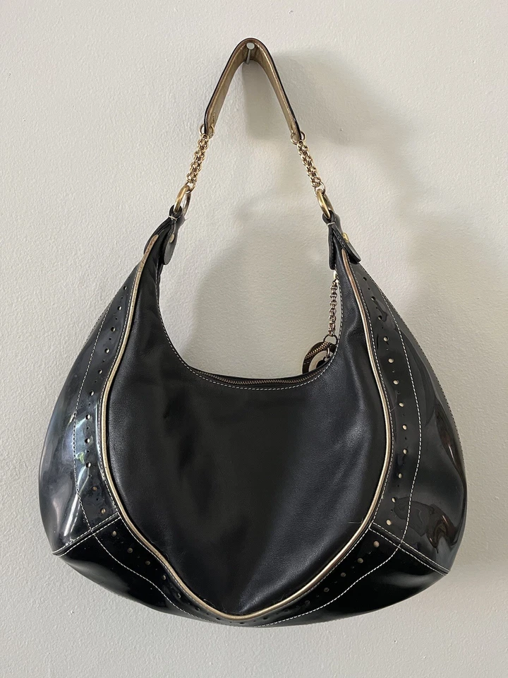 Bolso hobo grande de cuero negro LOVCAT PARIS Foto 3 de 4