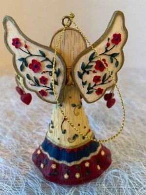 Wood look Carved Resin ANGEL with Love Heart Figurine Figure (ZZ46