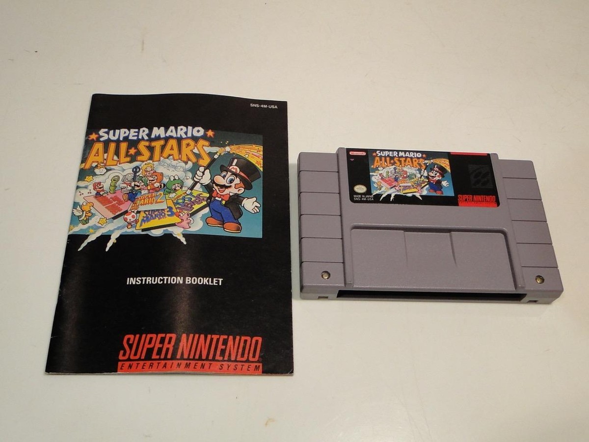 SNES Super Nintendo Super Mario All Stars Game Cartridge & Manual