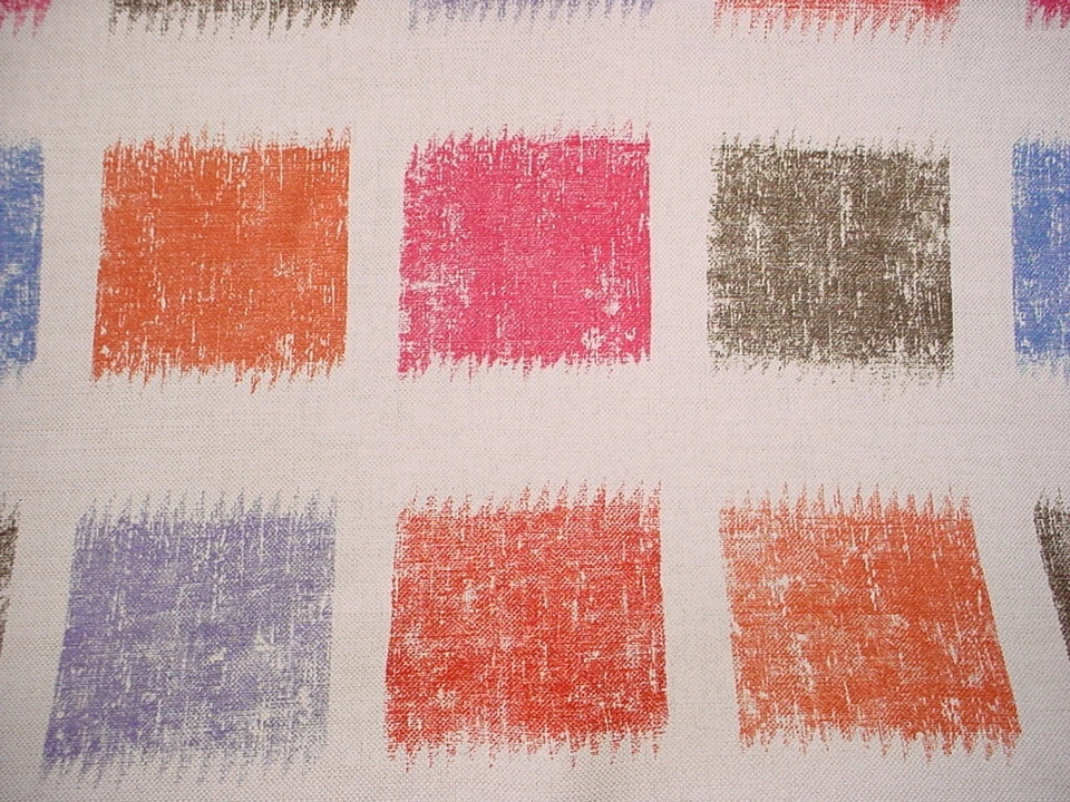 4-3/4Y Groundworks 2422-GWF Batik Squares Printed LinenDrapery Upholstery Fabric - Image 4 of 4