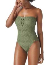 NWT Vince Camuto Seagreen Crochet Bandeau One Piece Swimsuit 6 yjn0723