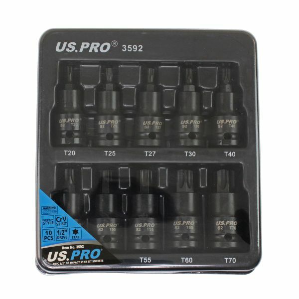 US PRO Impact Torx Impact Star Bit Socket 10pc 1/2"" Set T20 - T70 3592 - Image 6