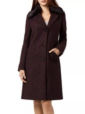 Warm Wool Winter Coat Fenn Wright Manson Size 12 Detachable Faux Fur Collar