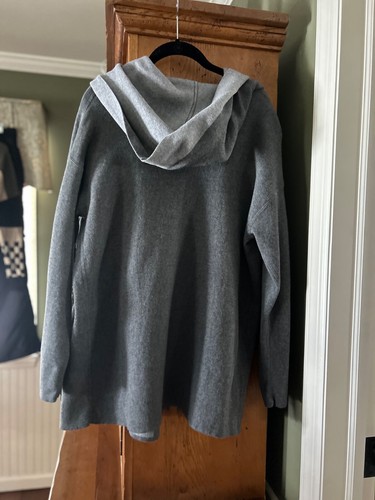 OST Cotone Misto Cashmere Blocco Colore Aperto Frontale Coatagan Tasche con Cappuccio Taglia XL - Foto 4 di 7