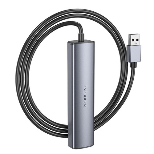 BOROFONE DH12 Smart 4-in-1 converter(USB to USB2.0*4)(L=1.2M) - metal gray - Picture 6 of 7