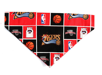 Philadelphia 76ers Dog Bandana, Slip over the collar pet accessory Dog Cat  scarf
