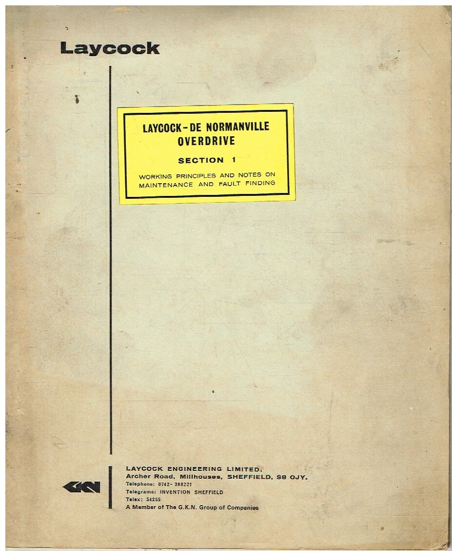 LAYCOCK DE NORMANVILLE TYPE A & D OVERDRIVE MAINTENANCE/FAULT FINDING