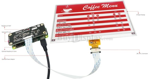  Rosso 7,5 pollici e-Paper Display Raspberry Pi HAT, e-Ink 640x384   - Foto 1 di 3