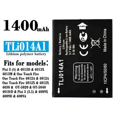 Internal Replacement Battery For alcatel Pixi3(4) 4013D 4013X One touch Tli014A1