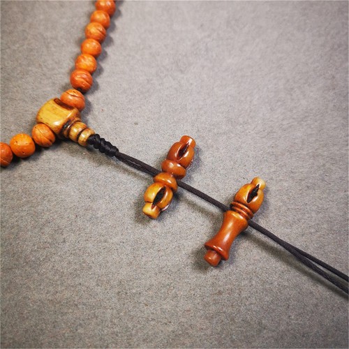 Gandhara HandCarved Tibetan Yak Bone Amulet, Vajra and Kila,Dorje Phurba Pendant