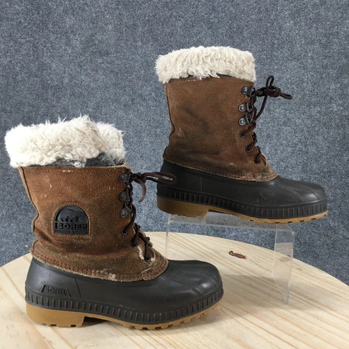Sorel Boots Womens 5 Kaufman Steel Shank Bootie Snow Mid Calf Lace Up Brown