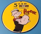 Vintage Star Tobacco Cigarette Sign - Porcelain Popeye Gas Pump Plate Sign