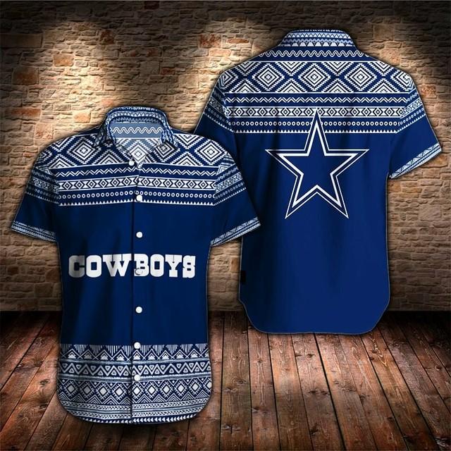 Dallas Cowboys Summer Shirts Men's Casual 3D Shorts Sleeve Buttonup T