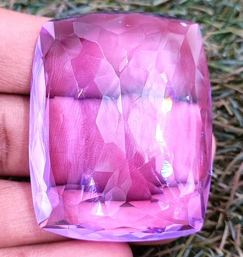 Transparent 330 Carat Ethiopian Emerald Cut Purple Opal Certified Loose Gemstone - Picture 7 of 13