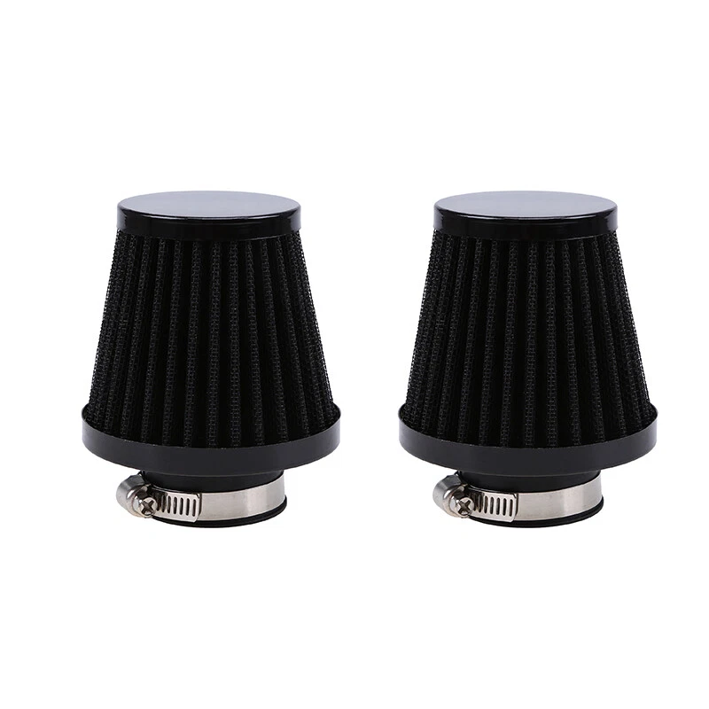 2 BLACK Air Intake Filter Pod Cleaner Cone 52mm Inlet Washable Motorcycle ATV - Image 3 of 4