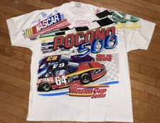 VINTAGE 1999 NASCAR POCONO 500 ALL OVER PRINT DOUBLE SIDED DEADSTOCK SHIRT XL 