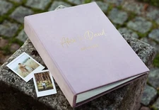 Wedding album with pockets for Instax photos, personalized guest sign in book
