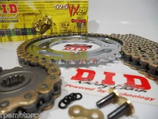 '06/12 TRIUMPH 675 DAYTONA TRIPLE DID 525 GOLD X-RING CHAIN AND SPROCKETS KIT 